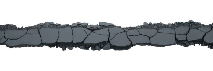 Cracked stone texture element isolated on transparent background