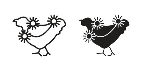Avian Influenza icon. simple, flat, black, outline.