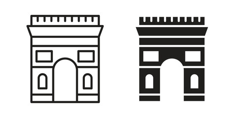 Obraz premium Arc de Triomphe icon. simple, flat, black, outline.