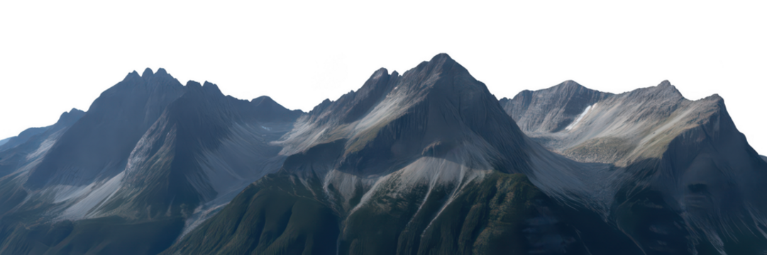 Jagged blue ice peaks landscape isolated on transparent background