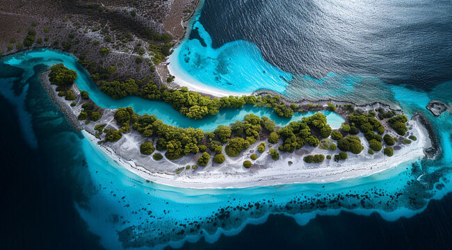 blue sea shell on the beach,Aerial View of a Stunning Tropical Atoll with a Vibrant Blue Lagoon Encircled by Coral Reefs, Highlighting the Natural Beauty of Oceanic Islands
