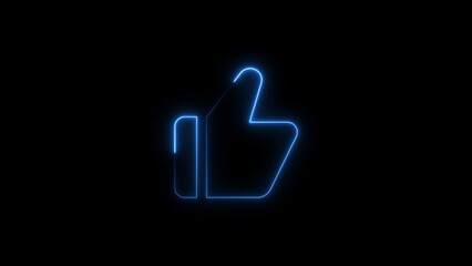 Digital neon glow effect of a thumbs up gesture depicting approval and agreement