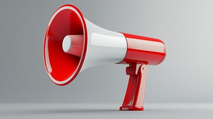 3D megaphone red and white for loud announcement or public address system
