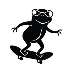 Frog Wearing Sunglasses on Skateboard