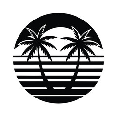 Retro 80s Sunset with Palm Trees Aesthetic
