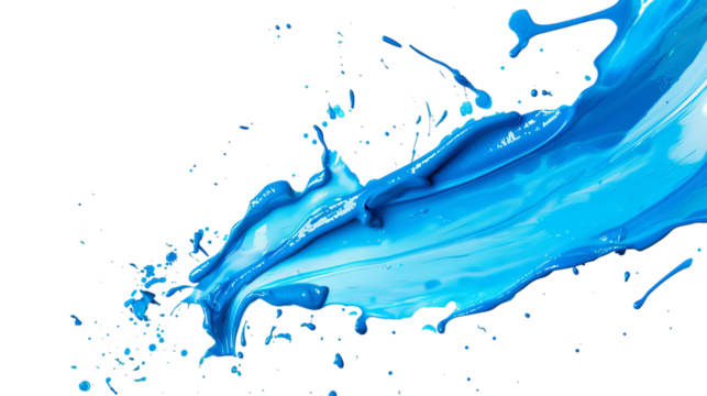Vibrant splash of blue paint creating dynamic movement and energy on a black background.