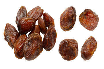 Dried whole dates isolated on white background