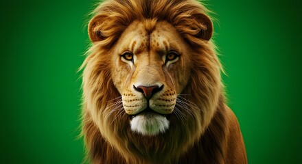 Fototapeta premium close up of a young lion in a green screen