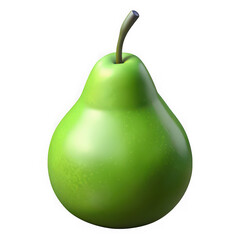 A single ripe green pear with a stem isolated on transparent background