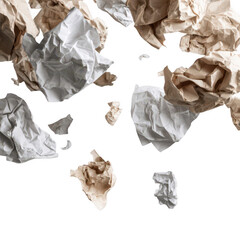 Fototapeta premium Crumpled paper pieces in mid-air