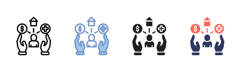 Fototapeta premium Welfare icon sheet multiple style collection