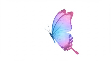 Obraz premium Papillon pastel vole gracieusement fond blanc lumiere douce. AI Generated