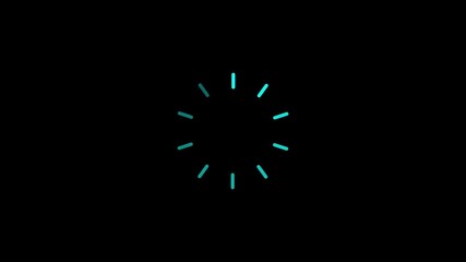cyan color loading circle icon animation in black background  . - Powered by Adobe