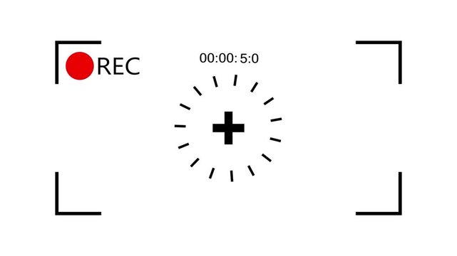 black color recording frame with timecode icon animation on white background .