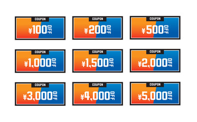 割引クーポンのベクターイラストセット　夏色