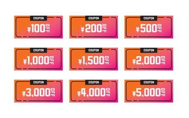 割引クーポンのベクターイラストセット　夏色