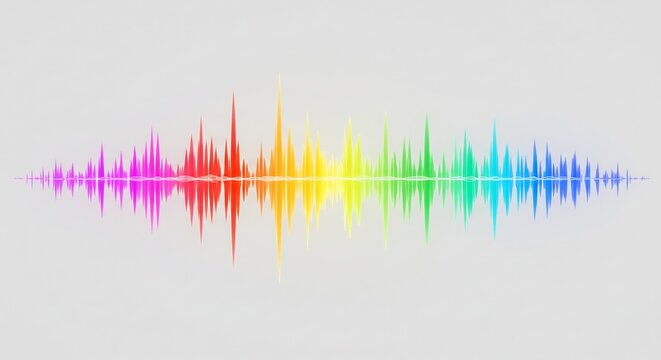 虹色に輝く音波 鮮やかなグラデーション 抽象的背景. AI Generated - Powered by Adobe
