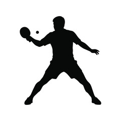 Silhouette of a male handball player in action throwing the ball isolated on white background