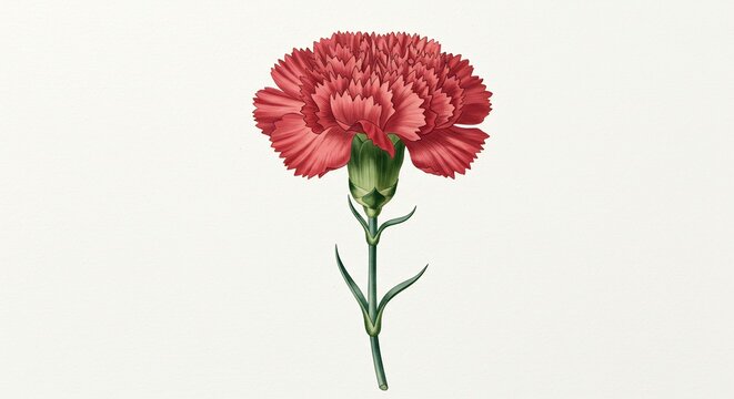 Oeillet rose vif details exquis lumineux fond clair. AI Generated
