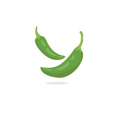 green chili vector art. green hot chili paper vector illustration. green hot chili pepper icon on white background