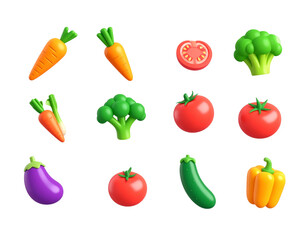 Flat 3D Vegetable Icon Set &ndash; Colorful Healthy Food