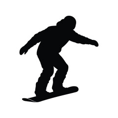 Obraz premium Young snowboarder on a snowboard, active winter sport, mountain snow fun, extreme sports, outdoor thrill