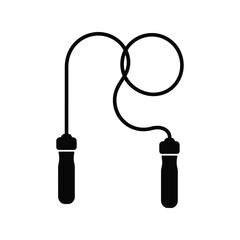 Black silhouette of a jump rope with handles isolated on white background