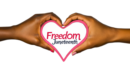 Celebrating freedom on Juneteenth with a symbolic heart gesture