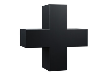 Obraz premium Isolated 3D Black Plus Sign Symbol on White Background