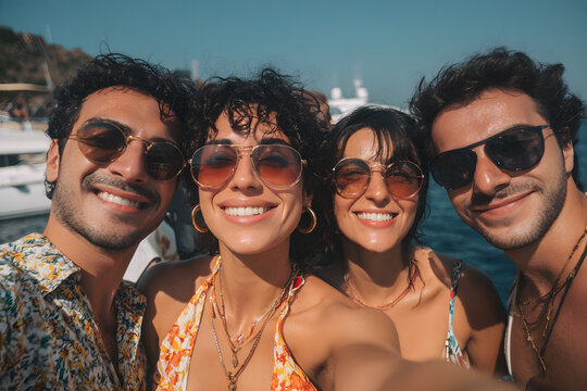 Gruppo di amici al mare durante il Ferragosto