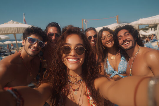 Gruppo di amici al mare durante il Ferragosto