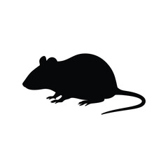Black silhouette of a small rodent standing on a white background isolated on white background