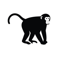 Obraz premium Silhouette of a monkey standing on its hind legs isolated on white background