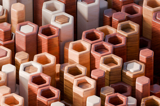3d hexagonal geometric pattern background with abstract shapes
