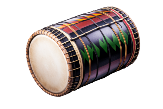 Colorful drum with intricate patterns on a transparent background