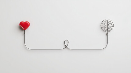 Heart and brain connection concept illustration for emotional intelligence and balance mind 100
