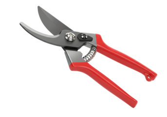 Isolated Sharp Garden Pruning Shears with Red Handles, Essential Tool for Gardening and Landscaping