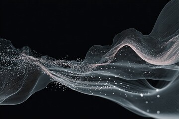 Minimal data flow map with subtle binary trails, fading in and out of a soft dark background