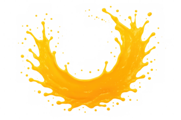 Vibrant orange juice splashing, forming dynamic crown-like circular pattern, radiating freshness against transparent backdrop