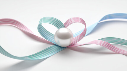 Elegant pearl with ribbons background for jewelry design or wedding invitation card design ideas concept