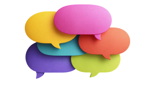 Colorful speech bubbles clustered together