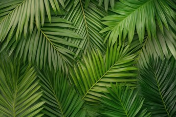 Vibrant green palm leaves with sunlight filtering through foliage