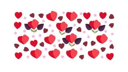 Valentine's day hearts and flowers pattern vector background for love and romance themed designs and templates
