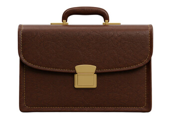 Isolated Elegant Brown Leather Briefcase with Golden Clasp, Symbolizing Professionalism and Business