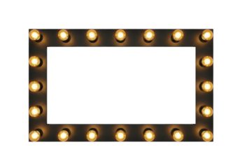 Retro light bulb marquee frame with glowing vintage illuminated border isolated on a transparent background