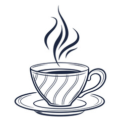 A cup of hot coffee with steam isolated on white background