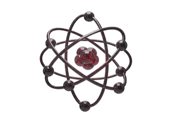 Isolated Detailed 3D Model of an Atom with Central Nucleus and Electron Orbits