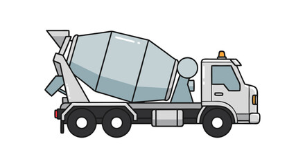 Fototapeta premium Cartoonish concrete mixer truck illustration for construction or transportation themed projects