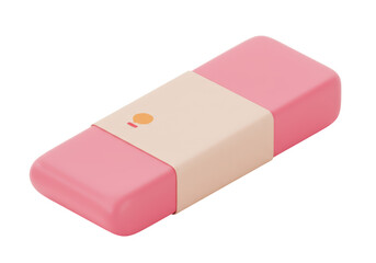 Isolated Cute 3D Pink Eraser with Paper Band