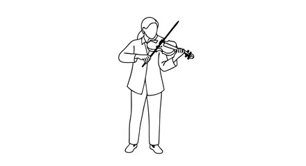 Elegant violinist performs on a blank canvas, delivering a harmonious experience with masterful finesse